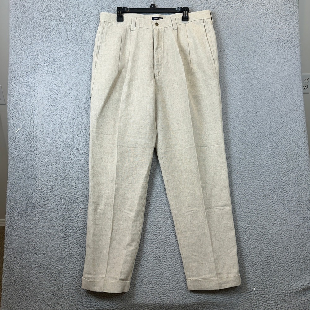 NEW Vintage Dockers Pants Mens 38X32 Relaxed Fit Khakis Pleated Cuffed USA Made